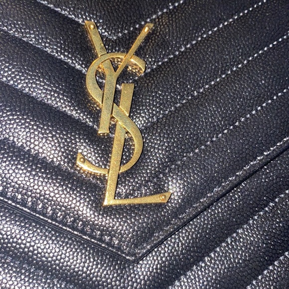 Selling a Black Saint Laurent Large Monogram Quilted Leather Wallet on a Chain - Picture 2 of 13